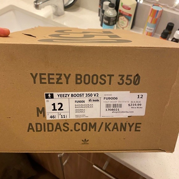 Yeezy 350 static blacks sz 12 - Picture 4 of 4